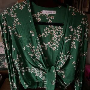 Faithfull the Brand Green Floral Blouse